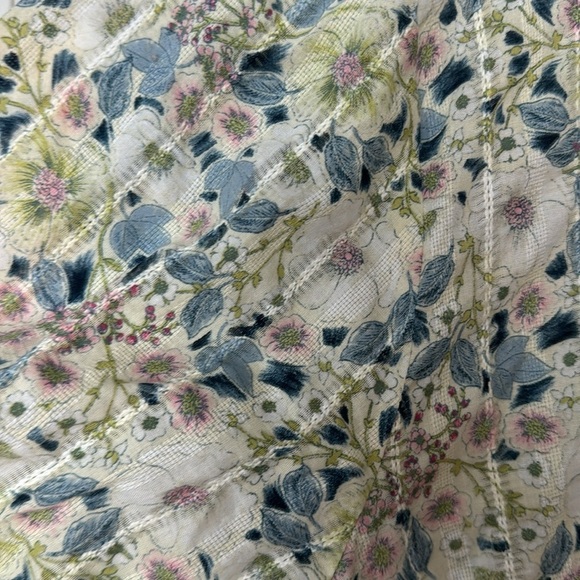 J. Jill Womens Textured Cotton Blouse 3X Cream green Blue Floral 3/4 Sleeve - Picture 10 of 13